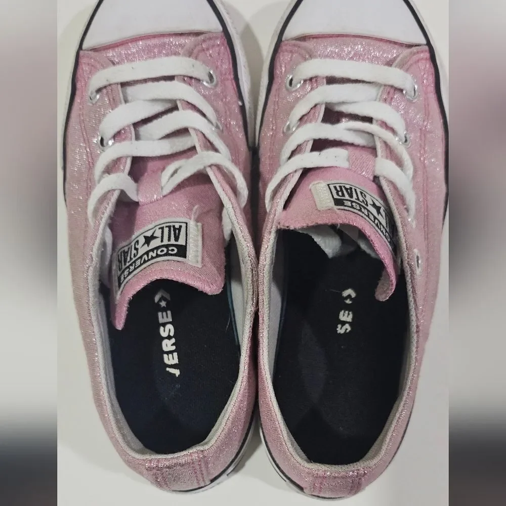 Converse Pink Glitter Girl Size 2.5 Low All Star Sneakers